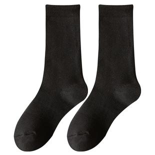 袜子女长筒袜秋冬季纯棉中筒女士加厚加绒配皮鞋黑色长袜jk小腿袜