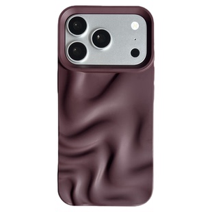 ins韩系勃艮第红水波纹苹果18promax手机壳适用iPhone18pro小众不会撞壳艺术17超火女酒红新款全包磨砂硅胶软