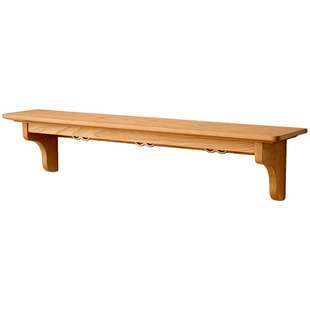 樱桃木墙上置物架带挂钩餐厅厨房原木隔板壁挂杯架中古风一字板