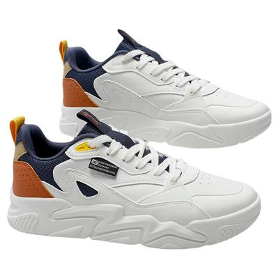 特步暗流板鞋男2026冬季皮面防水男鞋厚底休闲鞋子百搭休闲老爹鞋