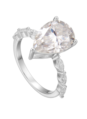 AHCHOO 静奢风火彩5克拉马眼满镶莫桑石钻戒指S925银爆闪高级指环