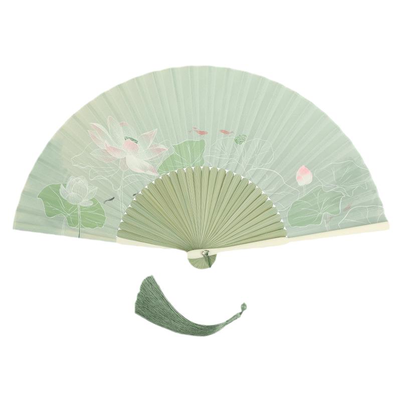 古风折扇女生折叠扇子汉服旗袍舞蹈扇新中式扇便携耐用流苏随身扇