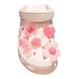 夜光洞洞鞋配饰PVC粉色少女心鞋花可拆卸crocs配件装饰吸光发光