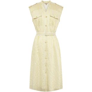 【碧纱秋月】粉蓝衣橱2025秋新款工装风背心裙坎肩条纹系带连衣裙