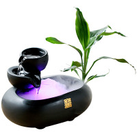 陶瓷創(chuàng)意循環(huán)流水辦公室桌面裝飾品茶幾噴泉魚(yú)缸玄關(guān)擺件開(kāi)業(yè)禮物