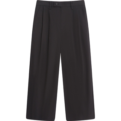 播高腰垂感淡人直筒休闲裤女夏季黑色显瘦西装裤DDS2KD5918