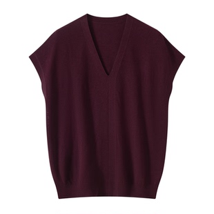 Z.M.R 时髦腔调 落肩松弛感V领针织马甲背心女小飞袖上衣可叠穿