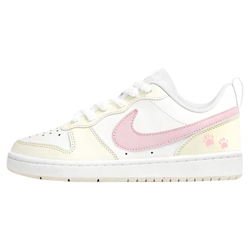 定制球鞋 Nike Court Borough奶桃猫爪 潮流百搭耐磨低帮板鞋女款