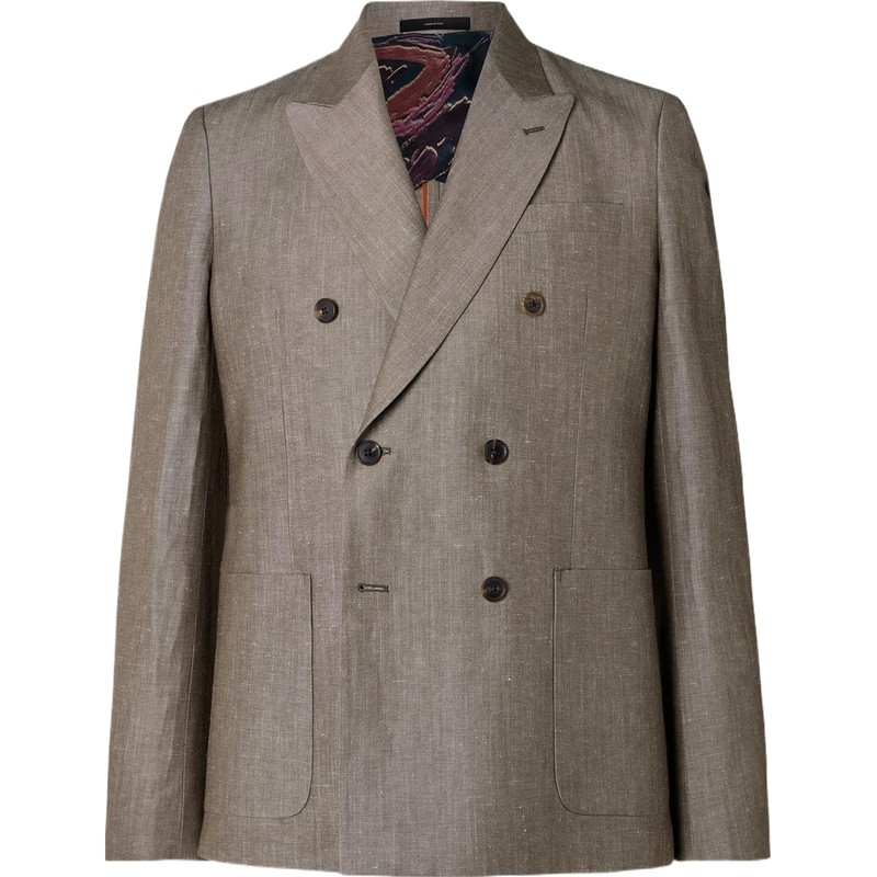 【618狂欢】Paul Smith 秋冬男平驳领双开衩深卡其休闲西服外套