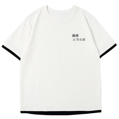 seminpure印花短袖T恤假两件日系