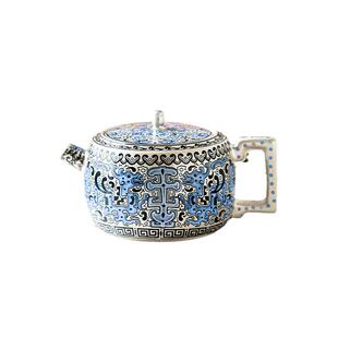 郑丽卿金银错龙纹银壶汉瓦壶功夫茶具一壶两杯礼盒装高档泡茶壶