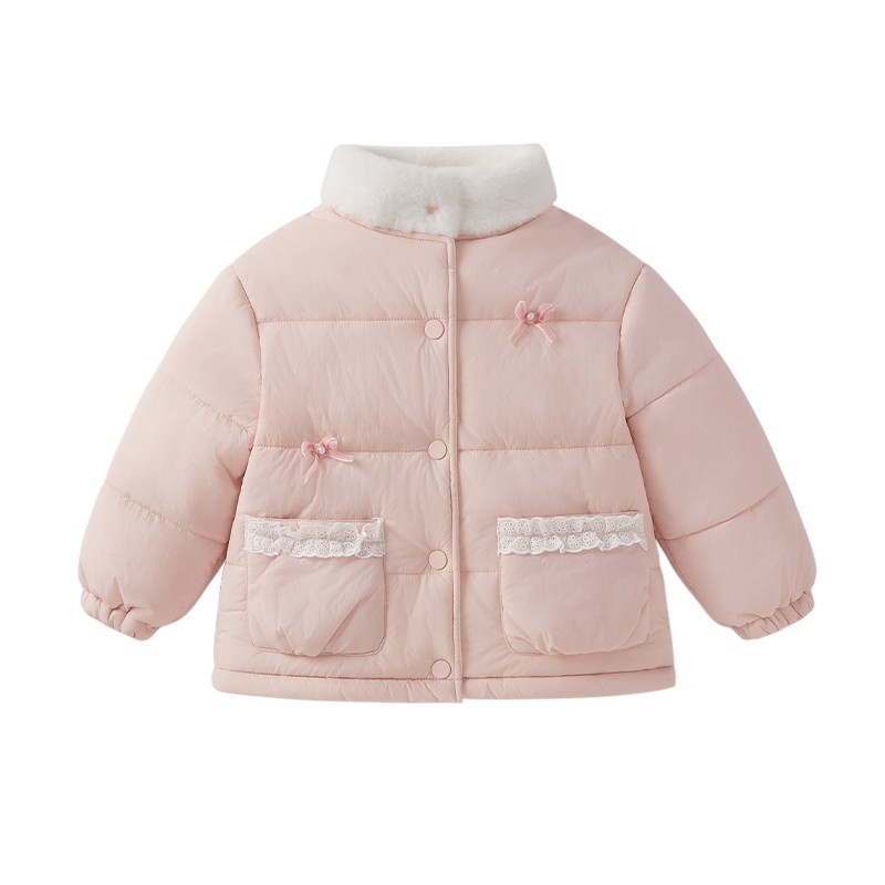 [抗菌远红外]宝宝棉服女童秋冬红色加厚夹棉保暖加绒衣服儿童外套