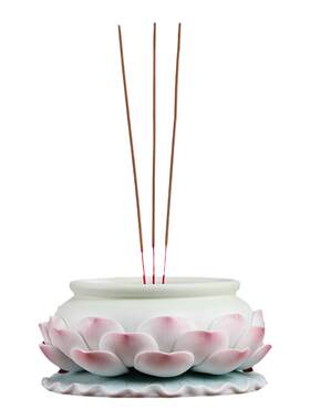 戴玉堂陶瓷莲花佛前线香炉家用