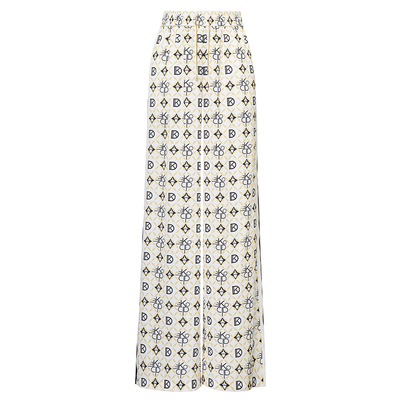 KD印花松紧腰阔腿裤休闲