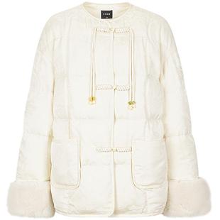 KBNE90绒纯色羽绒服女2025冬季新款国风单排扣保暖防风外套秋冬