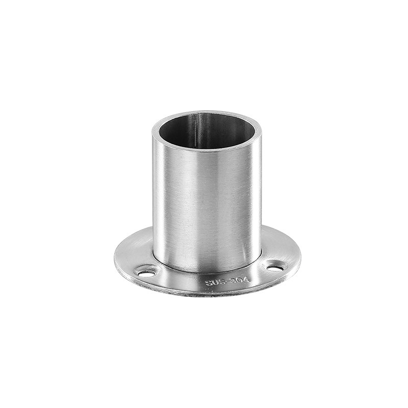 304不锈钢法兰座挂衣杆管座管托加厚高脚侧装座浴帘杆亮光方管座