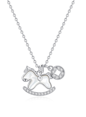 纯银马上有钱马年本命年项链女