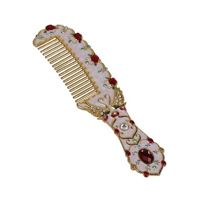 宫廷水钻欧式合金属彩绘按摩梳子