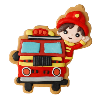 烘焙蛋糕装饰消防员救火车软陶插件灭火英雄男孩儿童生日插牌摆件