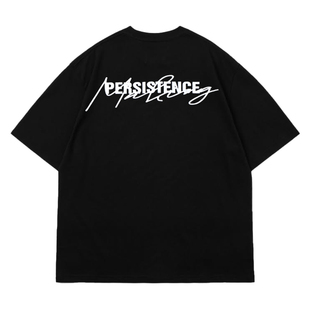 daftpunk原创草写刺绣重叠短袖250g重磅纯棉短袖夏季情侣圆领T恤