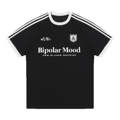 BIPOLAR胶印拼条短袖T恤