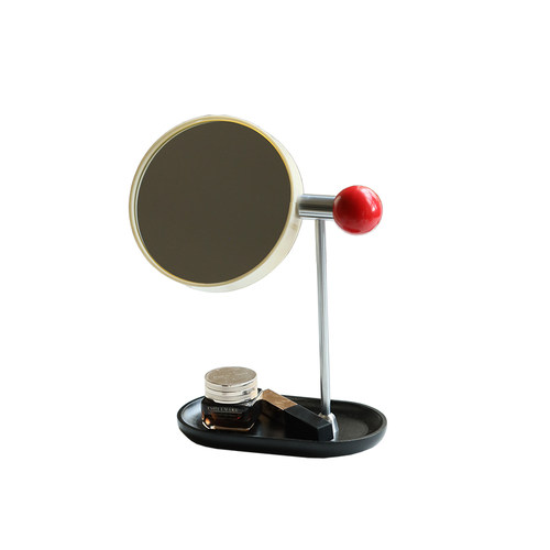 斗合家居原创设计包豪斯风桌面化妆镜复古家用可旋转装饰镜子