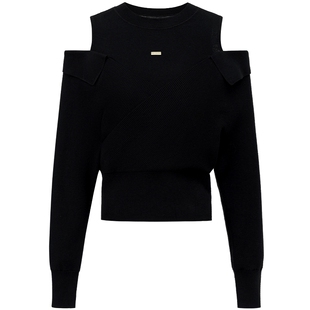 FF仿佛针织衫露肩法式2025秋季新款亲肤通勤圆领套头针织上衣小衫