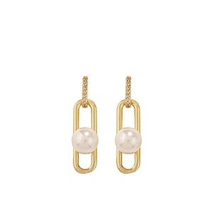 官方正品吴倩同款回形针珍珠耳环女轻奢小众设计感高级耳饰2025