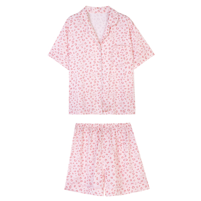 馨帮帮甜美豹纹冰丝睡衣套装