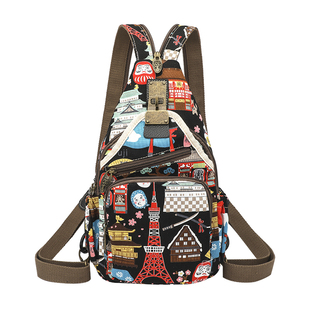 安芙曼小双肩包女2022新款日系时尚百搭胸包斜挎可爱休闲印花背包