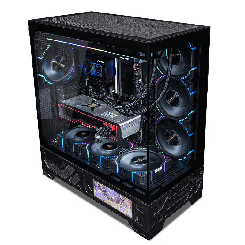 VK瓦尔基里VK03海景房无立柱屏显ATX全景360水冷MATX台式电脑机箱