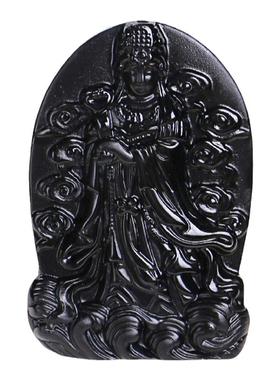 情侣天然黑曜石吊坠湄洲妈祖娘娘