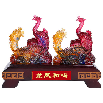 宋韶光属鸡吉祥物龙凤和鸣摆件