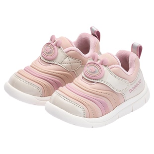 巴布豆童鞋女童运动鞋冬季加绒防滑毛毛虫宝宝鞋子儿童学步机能鞋