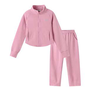 安奈儿童装女童卫衣裤子套装秋新款吸湿透气运动风短款甜美