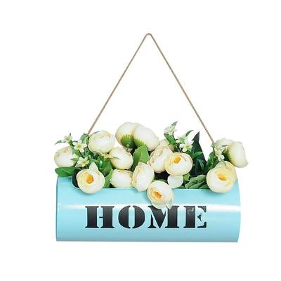 铁艺酒吧餐厅墙上绿植壁挂仿真花