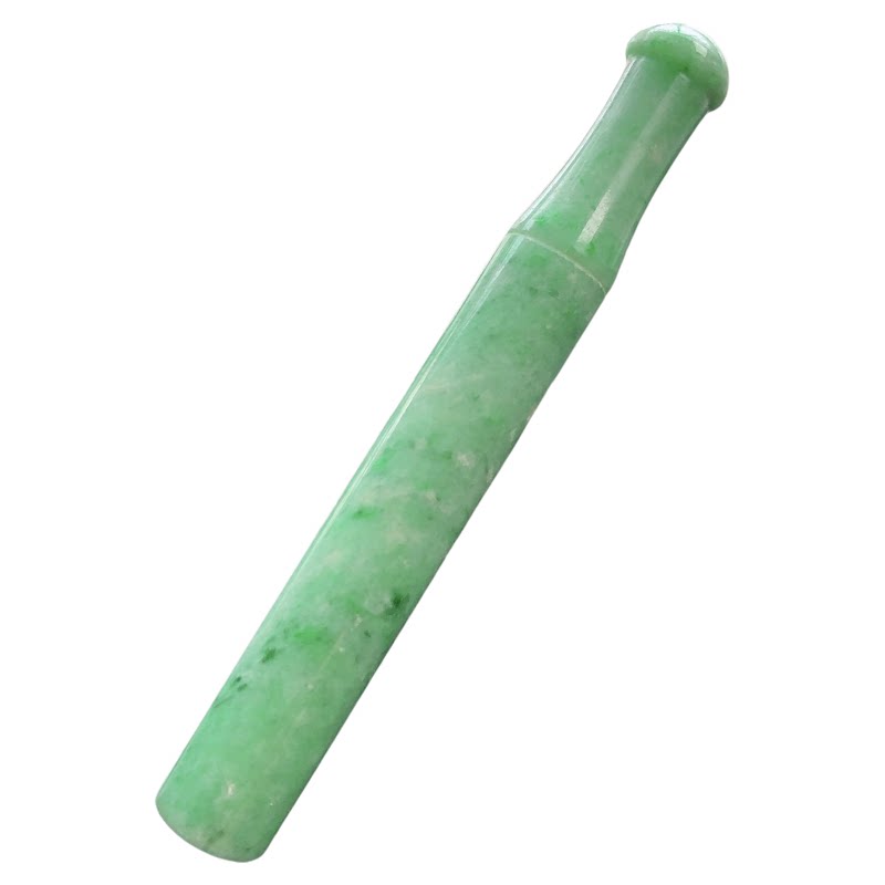 缅甸天然翡翠A货满绿烟嘴烟管