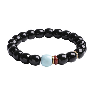 印象眸和田玉青玉手串男款绿松石南红多宝珠串玉石单圈手链礼物