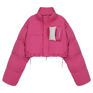 BJHG贴贴短款羽绒服女款冬季新款休闲宽松撞色设计感白鸭绒防寒服