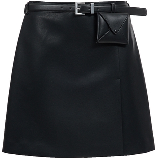 Vero Moda半身裙2025冬季新款含腰带腰包PU短裙时髦摩登325416019