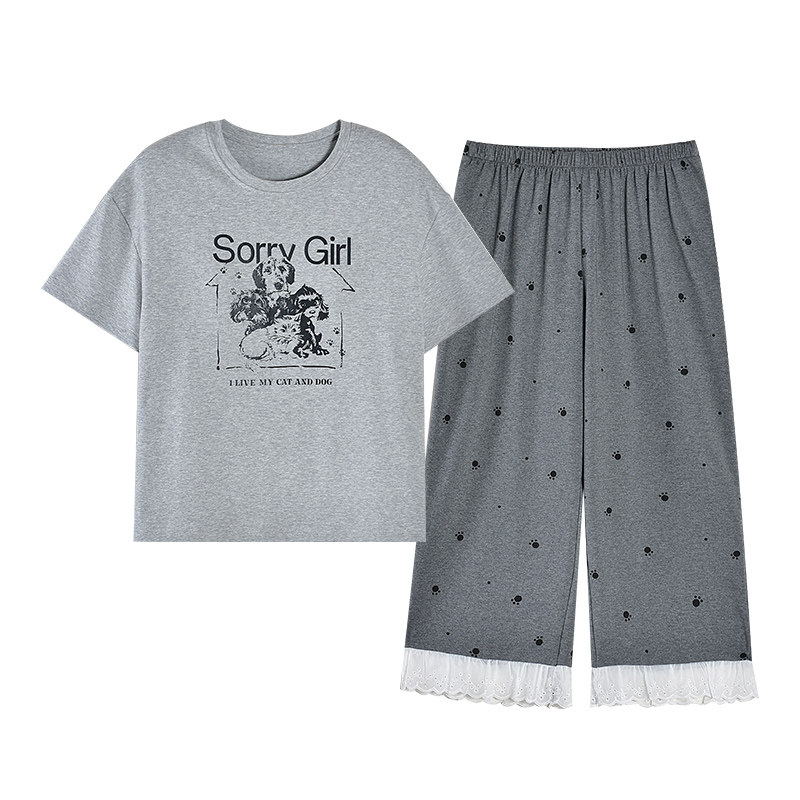 女士纯棉睡衣夏季新款家居服套装