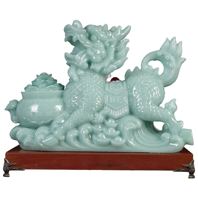 玉石麒麟摆件吉祥物新房乔迁礼品