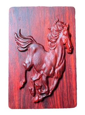 小叶十二生肖木质刻字马牌吊坠