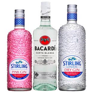 【自营】鸡尾酒调酒基酒百加得白朗姆酒萨格利金酒组合装进口洋酒