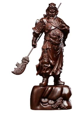 黑檀木雕关公像摆件实木武财神