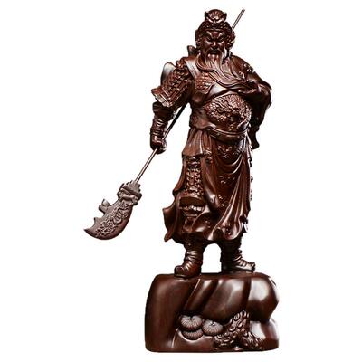 黑檀木雕关公像摆件实木武财神