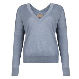 FALCONERI女士经典时尚休闲宽松原色羊绒衫V领套头毛衣DMLP250