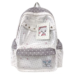 YZ初中学生波点双肩包包女大容量二次元日系透明吧唧痛包背包书包