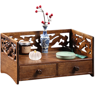 异丽实木茶杯置物架桌上中式茶具收纳架茶台茶盘收纳盒都承盘茶盒