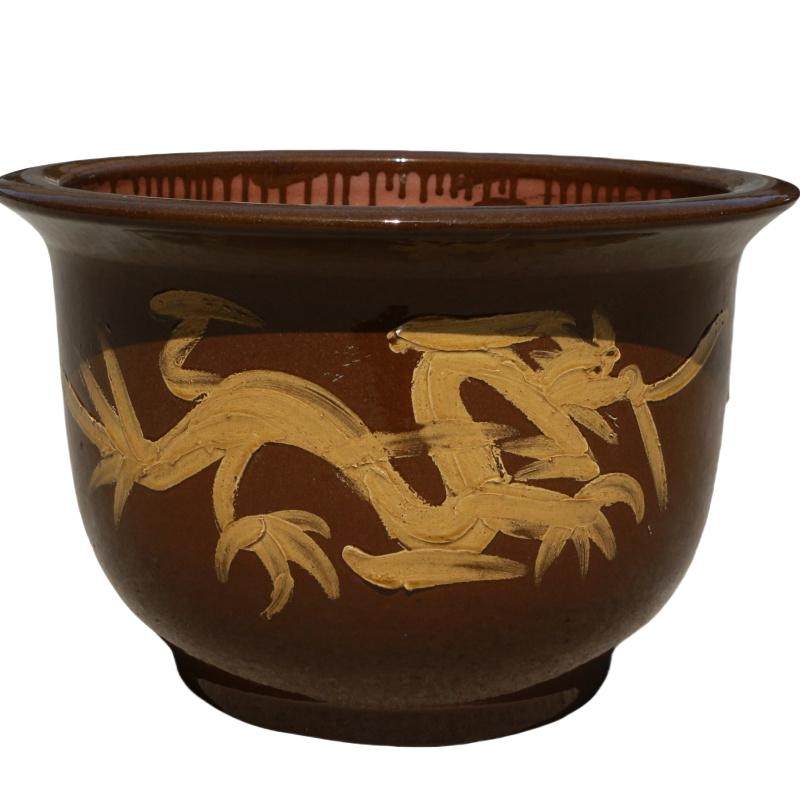 龙缸花盆粗陶均釉缸大型铁树茶树落地盆陶瓷花卉绿植盆栽种树龙缸